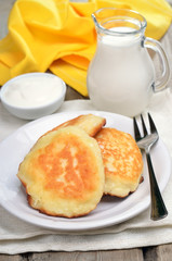 Pancakes on rustic table
