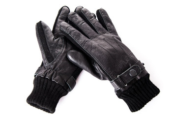 Black leather gloves.  Men's black leather gloves
