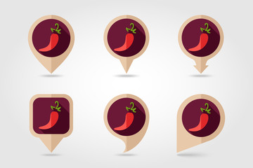 Chili pepper flat icon with long shadow