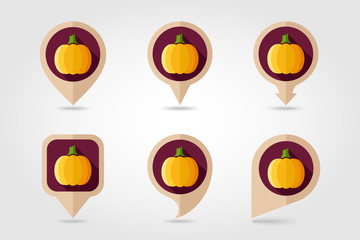 Pumpkin flat icon with long shadow