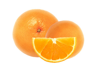 fresh orange fruit and slice isolated on white