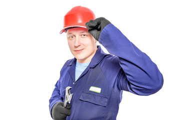 Worker with wrench