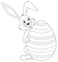 Easter bunny holding egg outline
