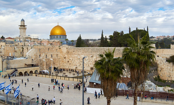 Western Wall also known as Wailing Wall or Kotel in Jerusalem