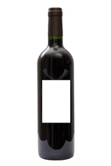 Red wine bottle isolated, blind label