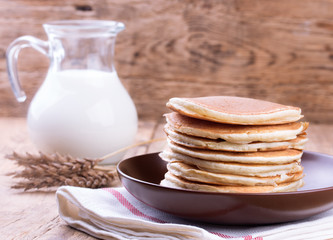 American pancakes with milk