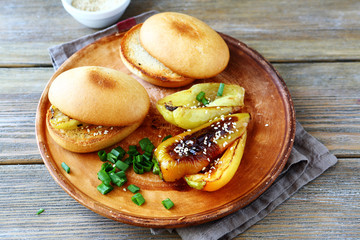 Toast and roasted peppers