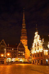 Illuminated Riga at night