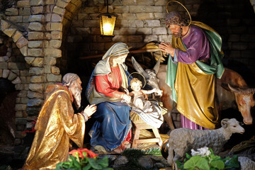 Fototapeta na wymiar Nativity scene in Franciscan Church in Graz, Austria