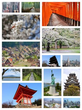 Japan travel. Photo collage.