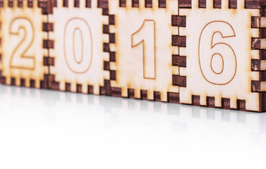 wooden cubes with numbers 2016 isolated on the white background