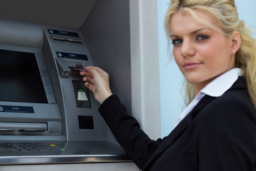 Businesswoman getting money