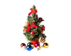 small christmas tree isolated on white background