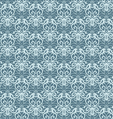 Intricate Silver and Blue Luxury Seamless Pattern on Dark