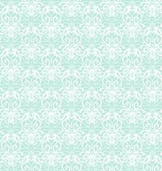 Intricate White Luxury Seamless Pattern on Blue Background