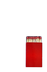 Red matchstick box isolated on white background with clipping pa
