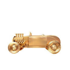 Golden vintage car on white  background