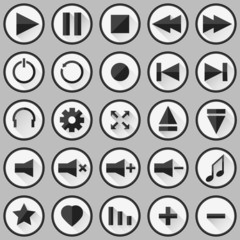 Media player buttons. Flat icons
