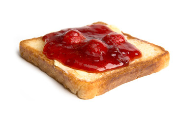 toast with butter and strawberry jam