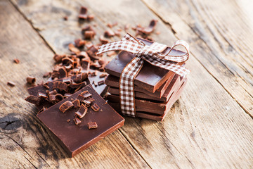 Dark chocolate brown wooden table.