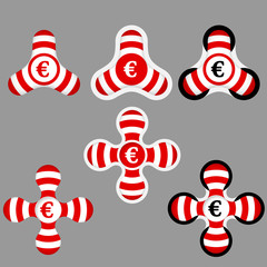 abstract red and white icons and euro symbol