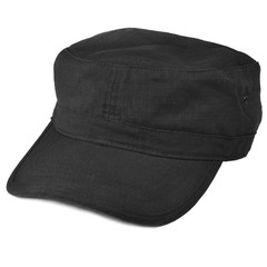 Field patrol cap macro closeup, isolated large detailed black