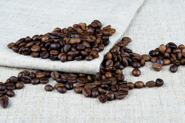 coffee beans on a gray background
