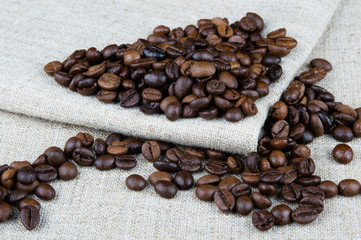 coffee beans on a gray background
