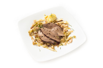 Roast beef with vegetable garnish