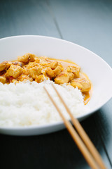 Spicy chicken curry with rice