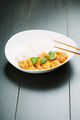 Spicy chicken curry with rice