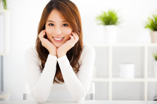 beautiful young smiling asian woman