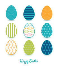 Vector colorful horizontal ogee set of nine colorful Easter eggs