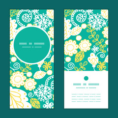 Vector emerald flowerals vertical round frame pattern invitation