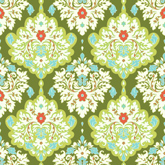 Damask seamless floral background pattern.