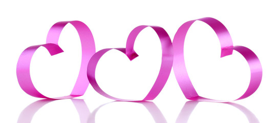 Pink paper hearts isolated on white