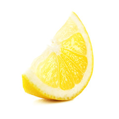 Juicy slice of lemon isolated on white