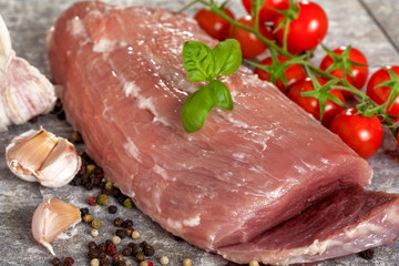 Fresh raw sirloin on stone plate