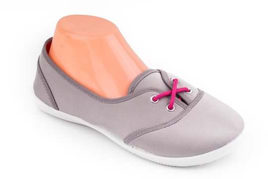 cheap grey sport shoes with red shoelaces for woman