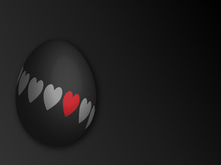 Hearts black ornamental 3d egg happy easter card background