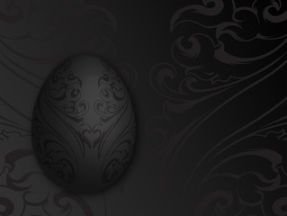 Abstract black ornamental 3d egg for happy easter background