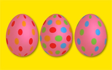 Abstract colorful 3d easter egg polka dots yellow background
