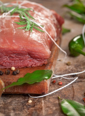 Fresh Raw meat with rosemary