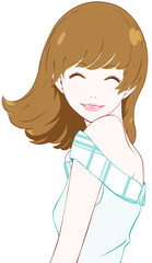 女性　夏服　笑顔