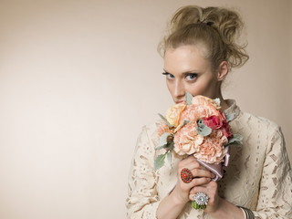 Beautiful woman with bouquet