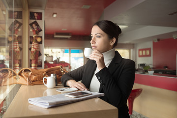 Lonely woman at the bar