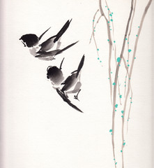 chinese painting bird
