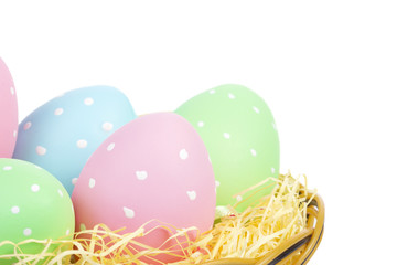 Ester Eggs in basket with hay