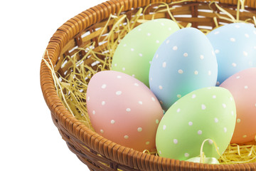Ester Eggs in basket with hay