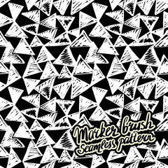 Fototapeta premium Seamless brush hand drawn doodle pattern. Vector background